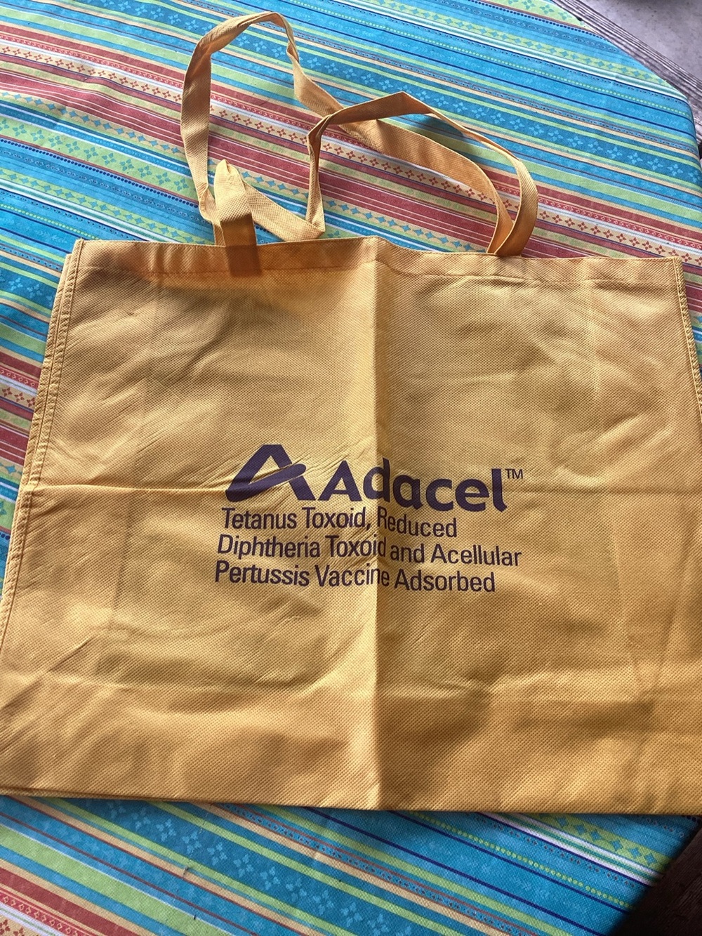 Adacel Vaccines Pharmaceuticals Tote Bag in Yellow